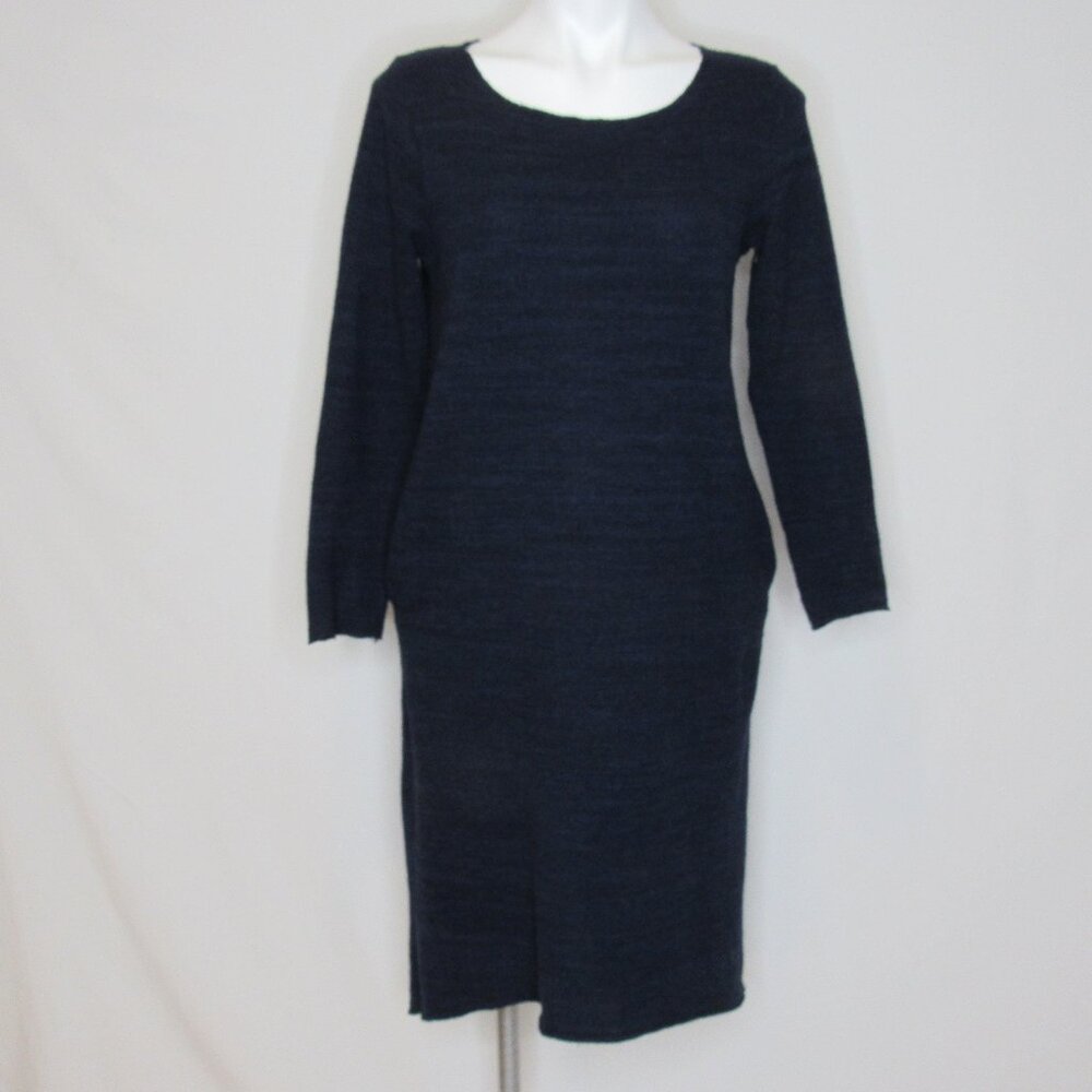 Anthropologie Moth Navy Sweater Dress Asymmetrical Midi Long Sleeve Women's S
